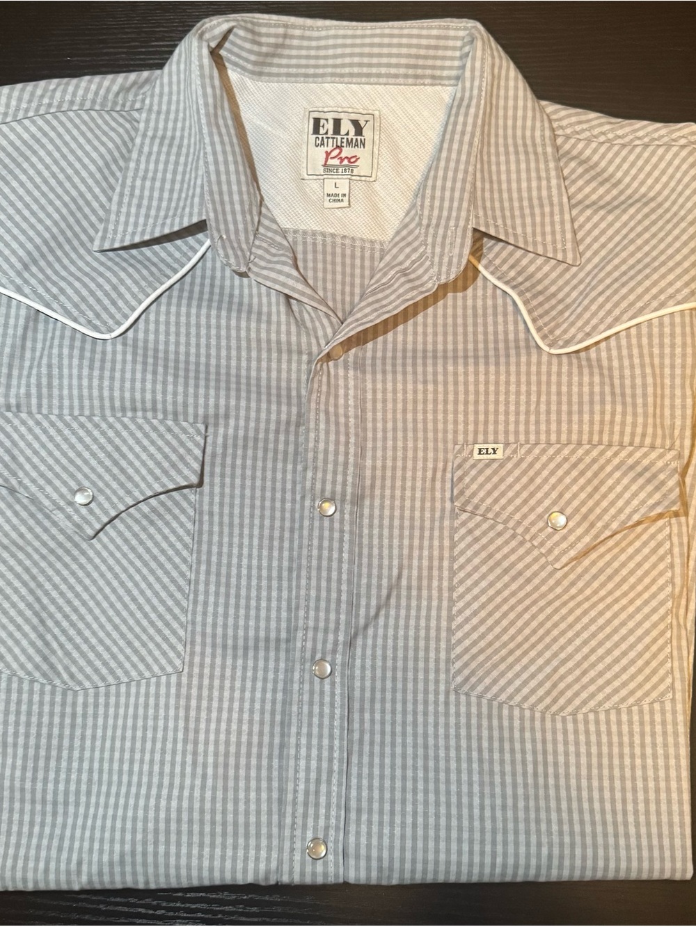 Ely Cattleman Light Beige Striped Western Snap Shirt